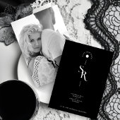 Exquisite Chic Minimalist Black Wedding Initials セーブザデート