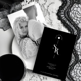 Exquisite Chic Minimalist Black Wedding Initials セーブザデート