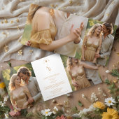 Exquisite Chic Minimalist Gold Wedding Initials 三つ折り招待状