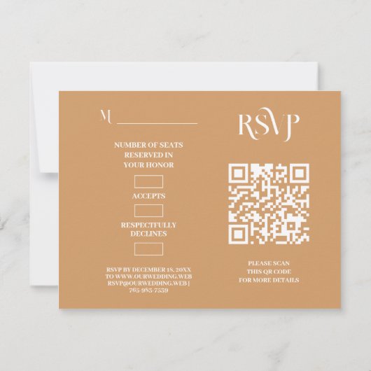 Exquisite Chic Minimalist Gold Wedding Initials 出欠カード (裏面)