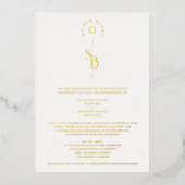 Exquisite Chic Minimalist Gold Wedding Initials  箔招待状 (正面)