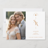 Exquisite Chic Minimalist Golden Wedding Initials サンキューカード (正面)