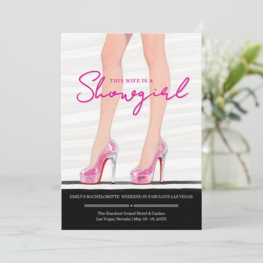 Exquisite Chic Showgirl Fun Bachelorette Weekend 招待状 (スタンド正面)