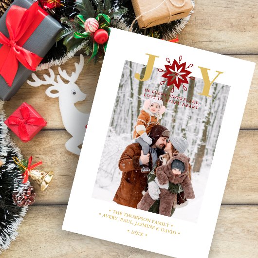 Exquisite Christmas Actual Snowflake Photo Holiday シーズンカード