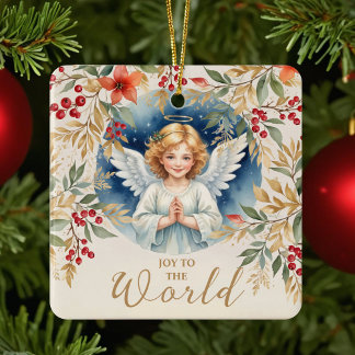 Exquisite Christmas Angel Flowers Victorian  セラミックオーナメント