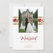 Exquisite Christmas Botanical Border Photo Wedding シーズンカード (正面)