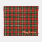 Exquisite Christmas Tartan Merry Christmas フリースブランケット (正面(横))