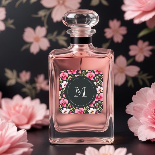 Exquisite Colorful Botanical Pink Orchid & Roses スクエアシール