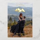 Exquisite  Cool Rustic Mountains Photo in Brown 箔招待状 (正面)