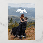 Exquisite Cool Rustic Mountains Photo in Grey  箔招待状 (正面)