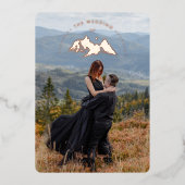 Exquisite Cool Rustic Mountains Photo in Rose Gold 箔招待状 (正面)