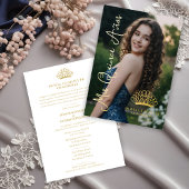Exquisite Crown Quinceañera Photo Fancy Script 箔招待状