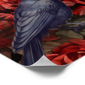 Exquisite Dark Beauty Red Roses & Raven ポスター (角)