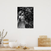 Exquisite Dark Monochromatic Beauty Roses & Raven ポスター (キッチン)