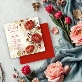 Exquisite Deep Red Garden Cottagecore Floral 招待状