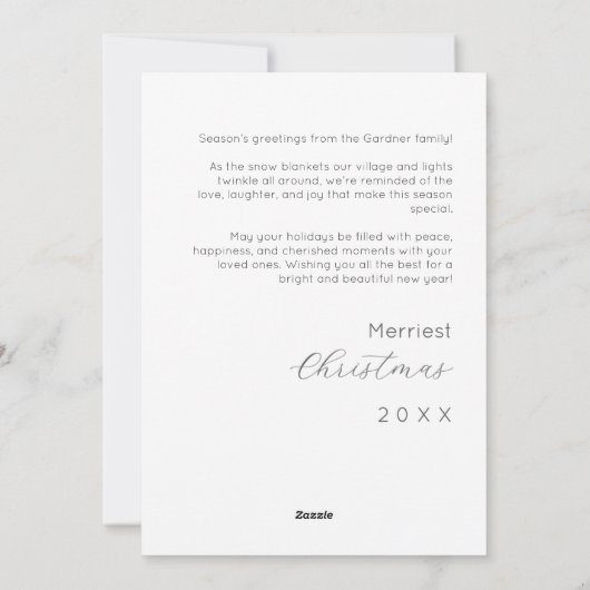 Exquisite Delicate White Flowers Silver Ornament シーズンカード (裏面)