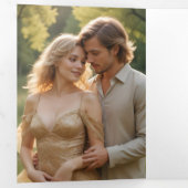 Exquisite Elegant Minimalist Gold Wedding Initials 三つ折り招待状 (内部最初)