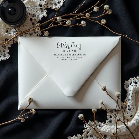 Exquisite Elegant Wedding Anniversarie Address ラバースタンプ