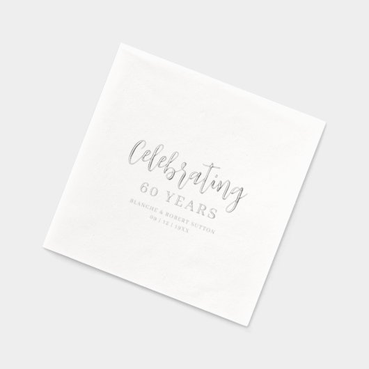 Exquisite Elegant Wedding Anniversarie Calligraphy 箔ナプキン (左)