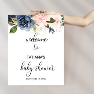 Exquisite Fall Floral Baby Shower Welcome ポスター