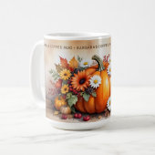 Exquisite Fall Pumpkins Wildflowers Custom Name コーヒーマグカップ (正面左)
