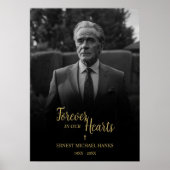 Exquisite Faux Golden Photo Funeral Service Poster ポスター (正面)