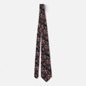 Exquisite Floral Botanical Vintage Black ネクタイ (裏面)