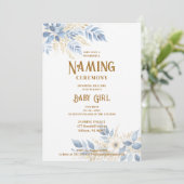 Exquisite Floral Branches in Blue Naming Ceremony 招待状 (スタンド正面)