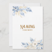 Exquisite Floral Branches in Blue Naming Ceremony 招待状 (裏面)