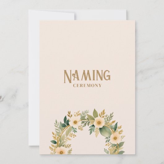 Exquisite Floral Garland in Peach Naming Ceremony 招待状 (裏面)