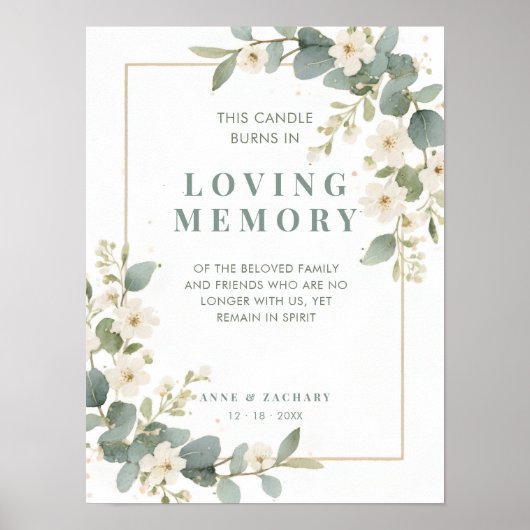 Exquisite Flowers & Eucalyptus Wedding Memorial ポスター (正面)