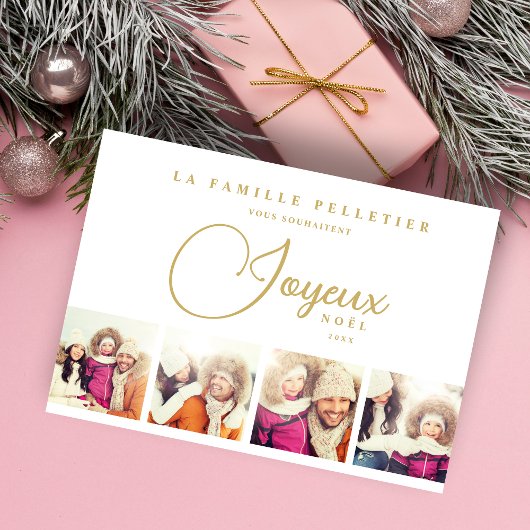 Exquisite French Joyeux Nöel 4 Photos Collage シーズンカード