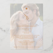 Exquisite Glam Minimalist Gold Wedding Initials  箔招待状 (裏面)