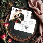 Exquisite Glamorous Black & Gold Couple Wedding セーブザデート<br><div class="desc">Exquisite Black & Gold Couple Artwork Wedding Save the Date Card Featuring Initials and Back QR Code. Discover a sophisticated and contemporary design that combines a stylized couple illustration in black with simulated gold details, achieving an elegant and visually attractive contrast. The integrated initials and balanced layout of the elements...</div>
