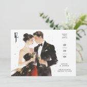 Exquisite Glamorous Black & Gold Couple Wedding セーブザデート (スタンド正面)