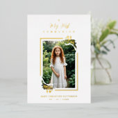 Exquisite Gold Botanical Frame First Communion 箔招待状 (立ち正面)