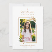 Exquisite Gold Floral Botanical Frame Communion 招待状 (正面)