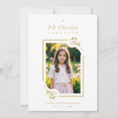 Exquisite Gold Floral Botanical Frame Communion 招待状 (正面)