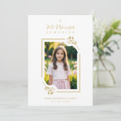 Exquisite Gold Floral Botanical Frame Communion 招待状 (スタンド正面)