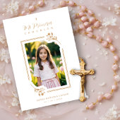 Exquisite Gold Floral Botanical Frame Communion 招待状