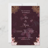 Exquisite Gold Mandala & Moody Floral Wedding Invi 招待状 (正面)