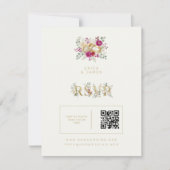 Exquisite Gold Rings Floral Wedding TLW26 出欠カード (正面)