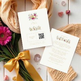Exquisite Gold Rings Floral Wedding TLW26 出欠カード