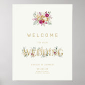 Exquisite Gold Rings Floral Wedding Welcome TLW26 ポスター (正面)