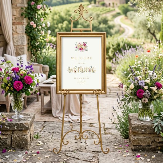 Exquisite Gold Rings Floral Wedding Welcome TLW26 ポスター