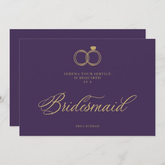 Exquisite Gold Wedding Rings Trendy Bridesmaid (正面/裏面)