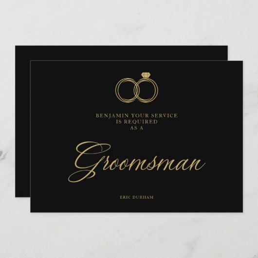 Exquisite Gold Wedding Rings Trendy Groomsman  (正面/裏面)