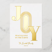 Exquisite Golden Modern JOY Metallic Christmas 箔シーズンカード (正面)