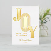 Exquisite Golden Modern JOY Metallic Christmas 箔シーズンカード (立ち正面)