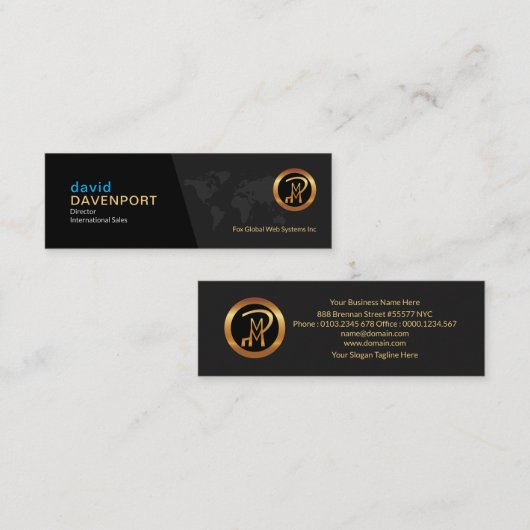 Exquisite Gray Elegance Global 国際的 Sales スキニー名刺 (正面/裏面)